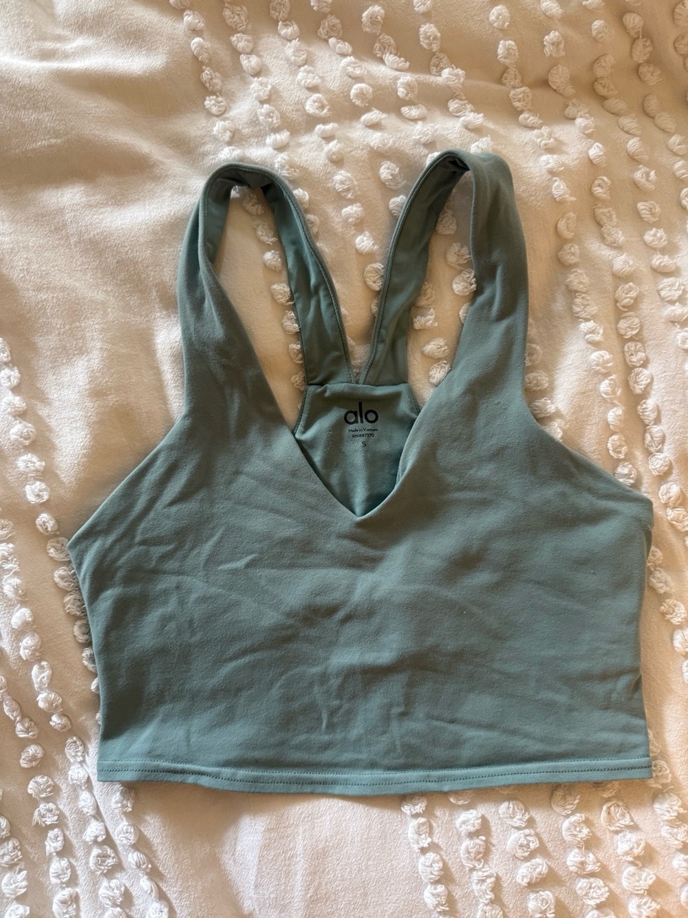 ALO Yoga Sage Green V-Neck Sports Bra